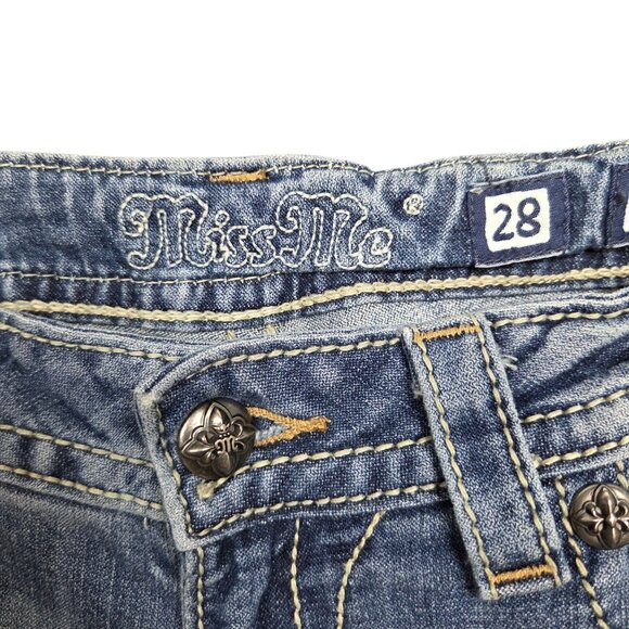 Miss Me Bootcut Jeans Womens 28 HEMMED Embroidered Cross Mid Rise - Picture 11 of 12